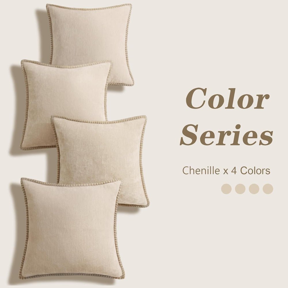 decorUhome Fall Soft Decorative Chenille Throw Pillow Covers 18x18 Set of 4