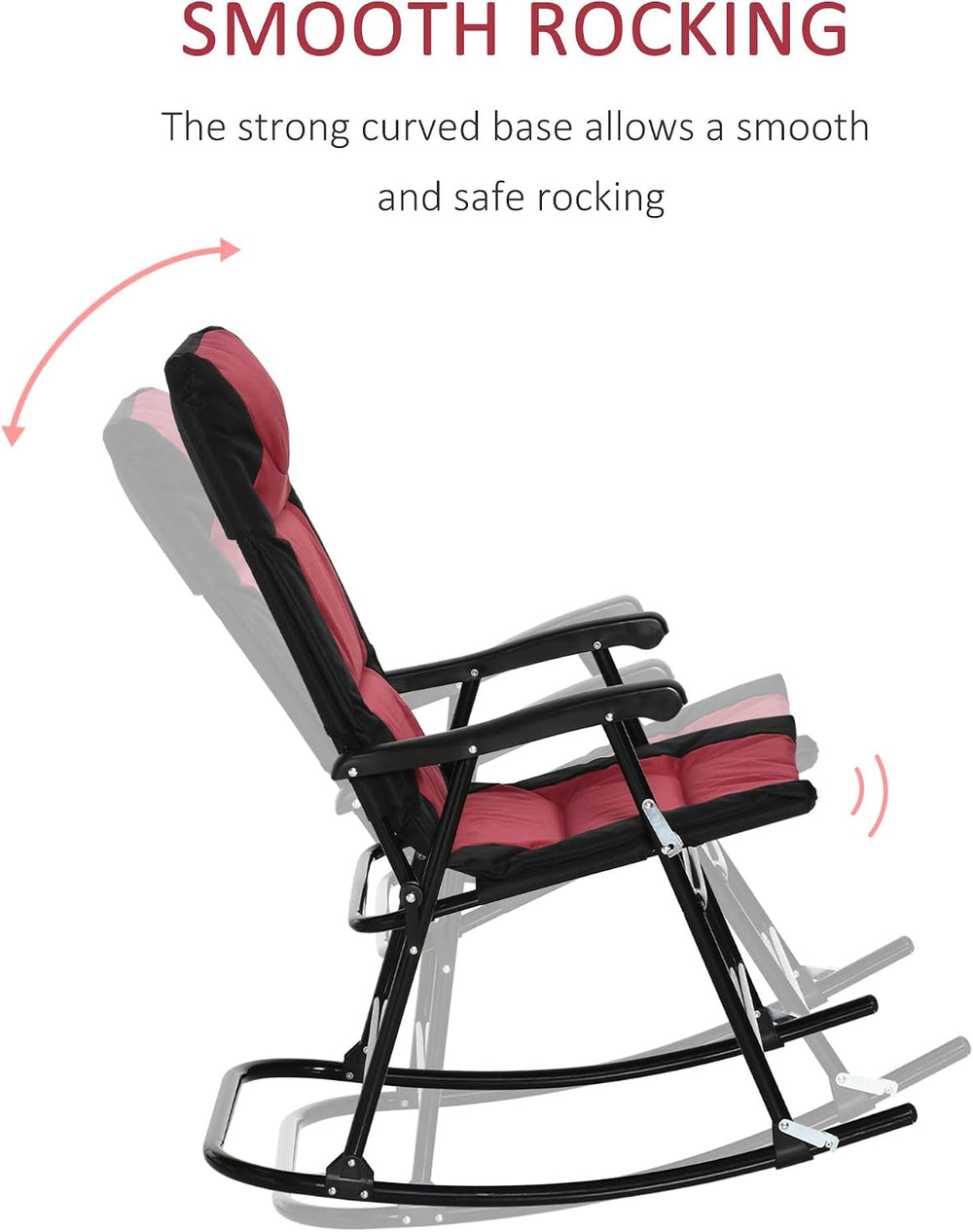 Outsunny Set of 4 Oversized Folding Rocking Camping Chair, Red