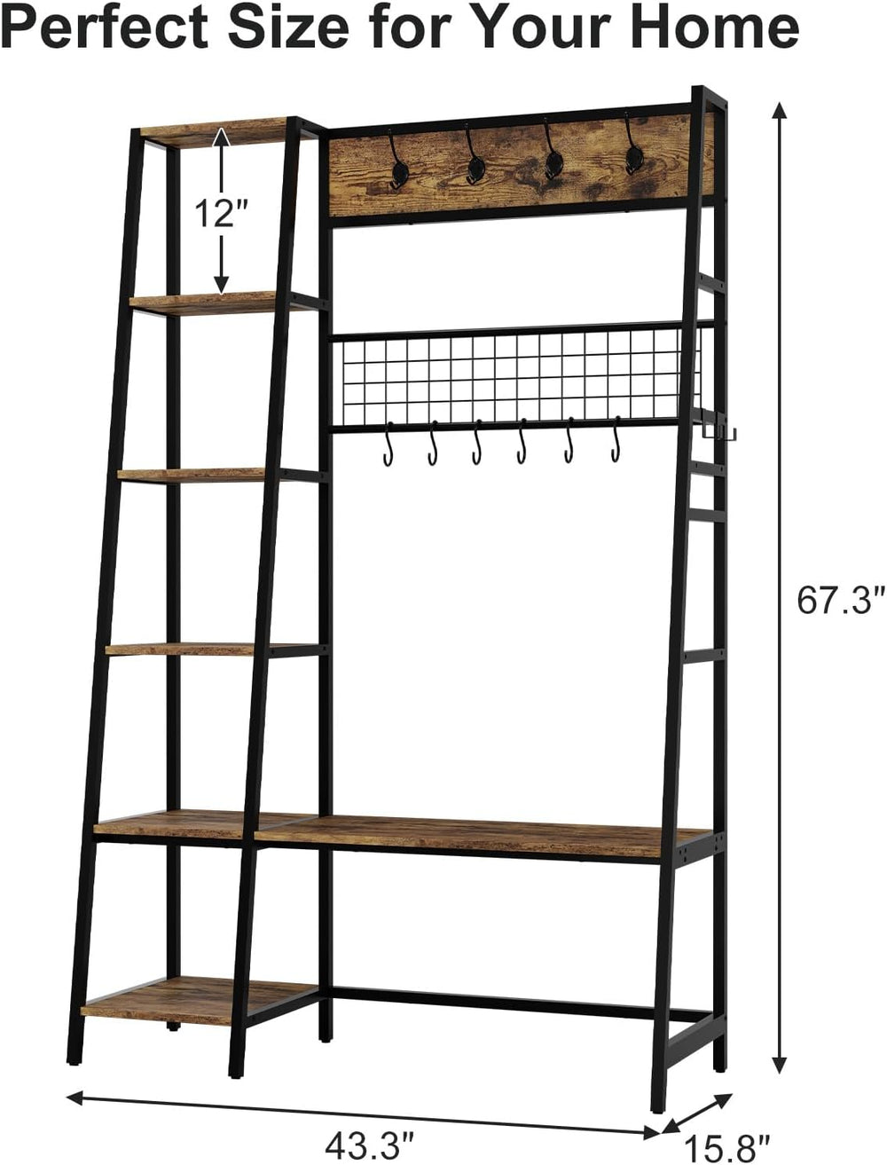 Garvee 4-in-1 Hall Tree with Bench and Shoe Storage