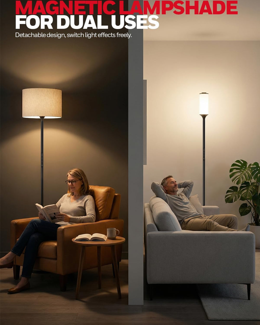 Honeywell F3 LED Floor Lamp, Dimmable Standing Lamp with Remote Control