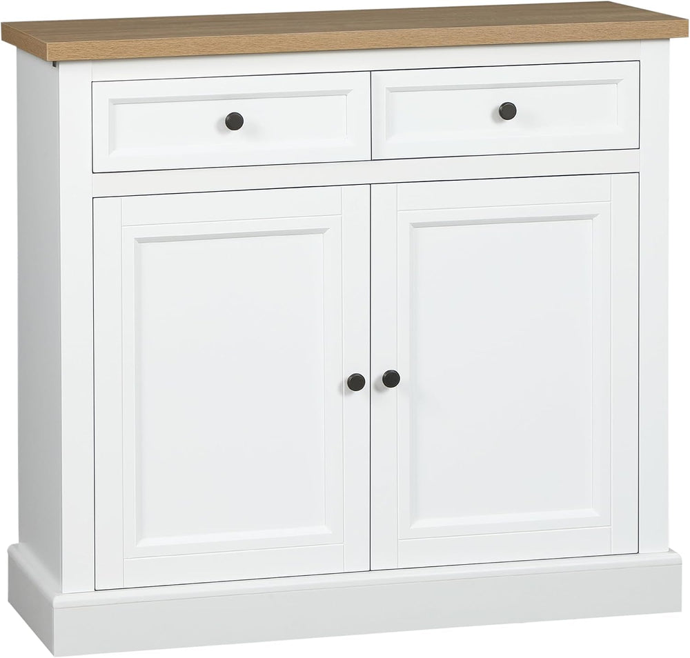 HOMCOM Sideboard Buffet Cabinet, Coffee Bar Cabinet with 2 Drawers, White