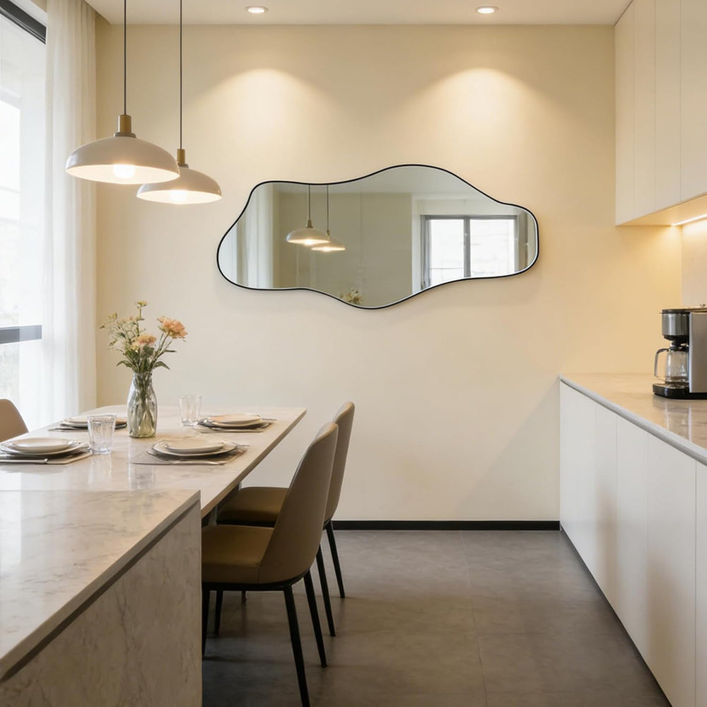 67"x31" Irregular Full Length Mirror, Abstract Frameless Mirror
