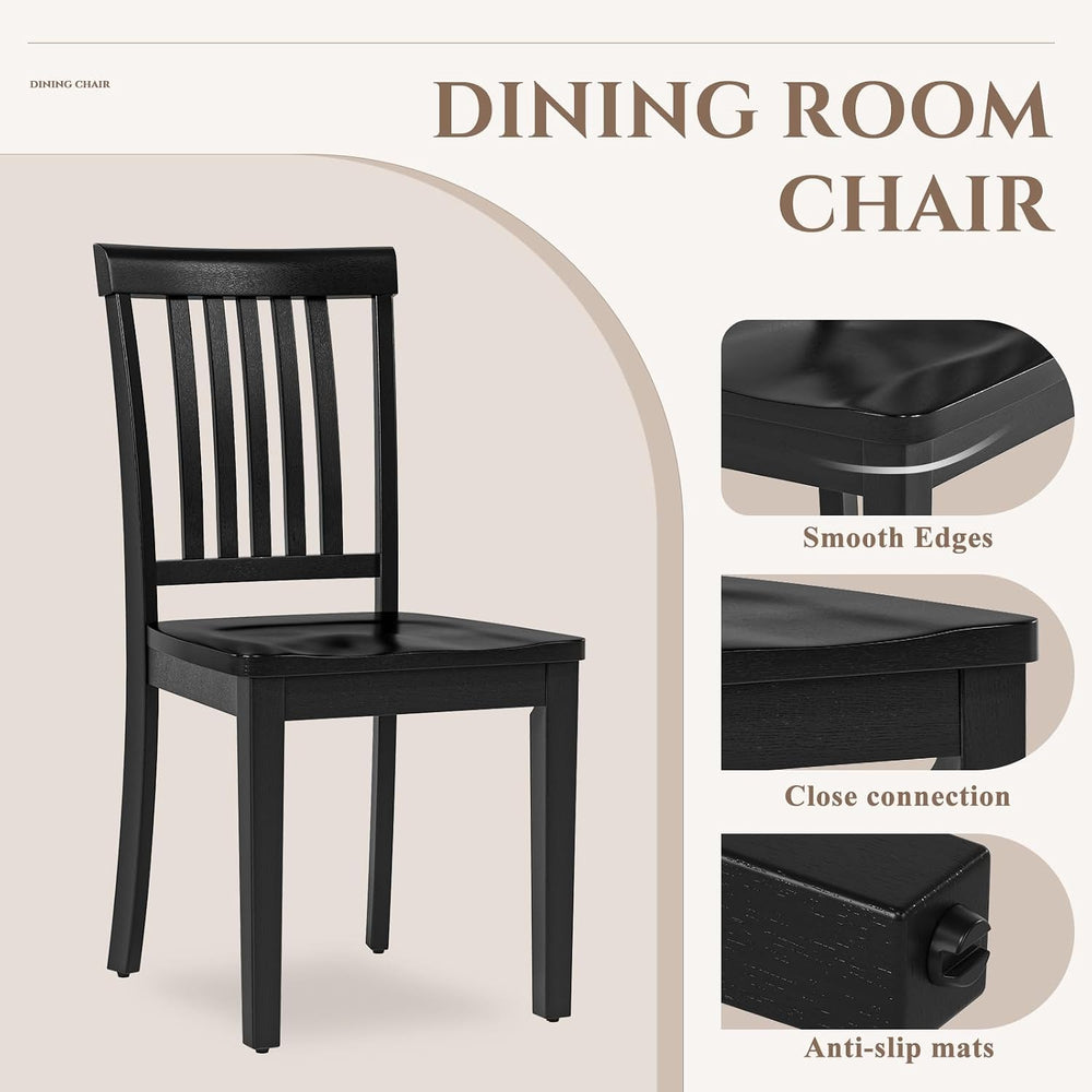 COLAMY Wooden Dining Chairs Set of 6, Solid Rubberwood Kitchen & Dining R...