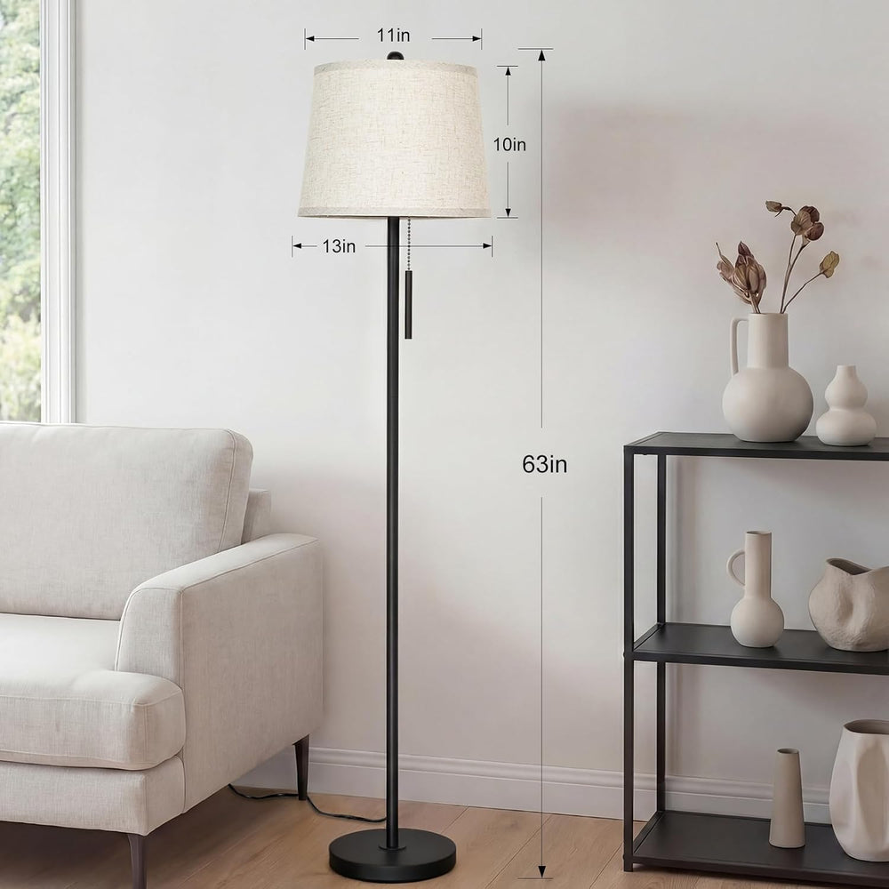 JUNNAI Modern Black Floor Lamp 63in for Living Room Bedroom Office