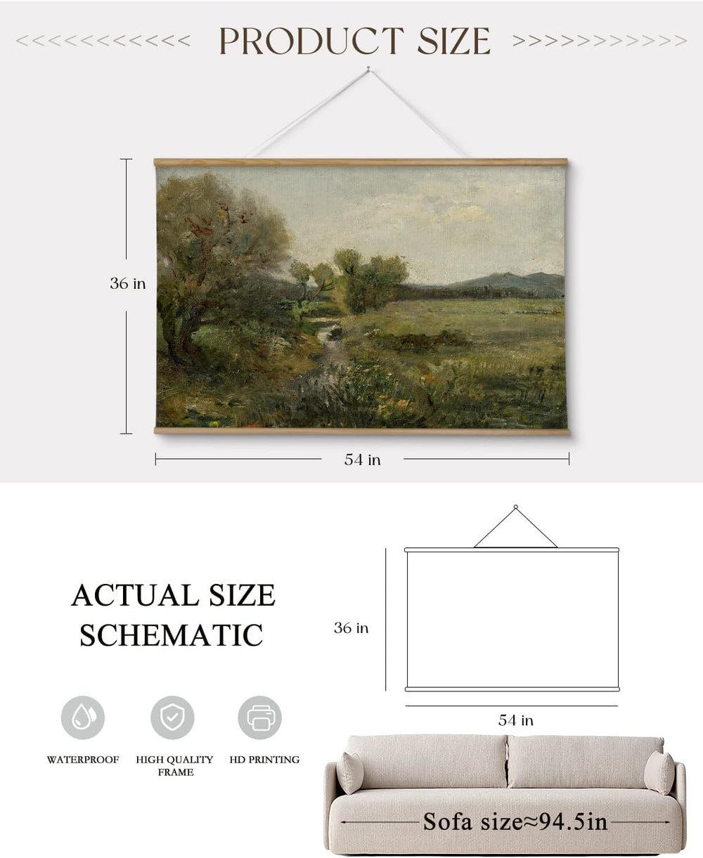 ARPEOTCY Extra Large Framed Wall Art, Creek Forest Landscape Print, 36x54In