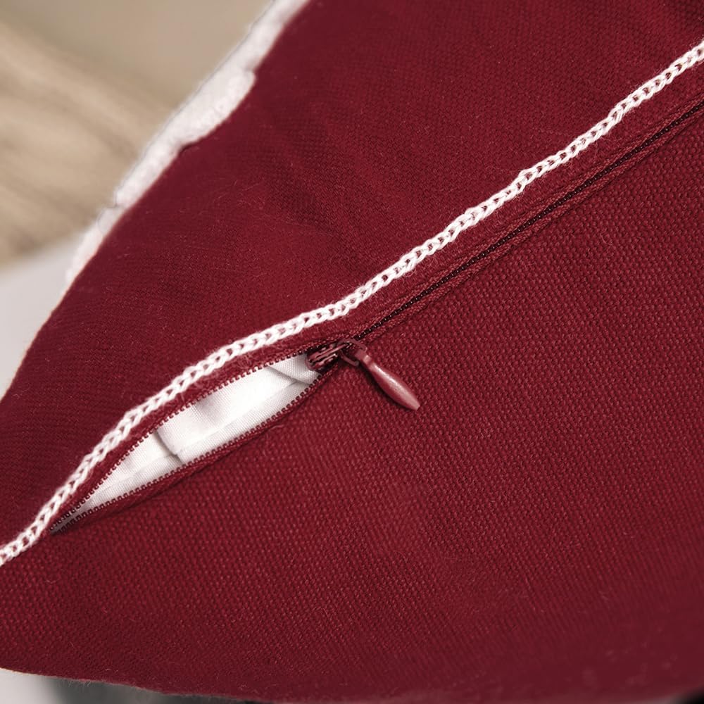 MIULEE Christmas Throw Pillow Covers Burgundy Decorative Snowflake 18x18