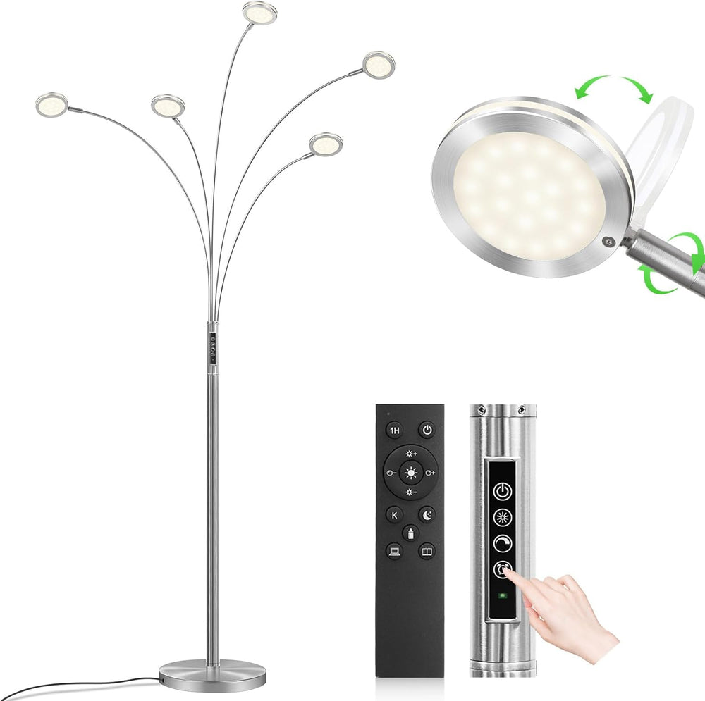 Bairth LED Arc Floor Lamp with Remote,2250LM Dimmable Floor Lamp with Timer