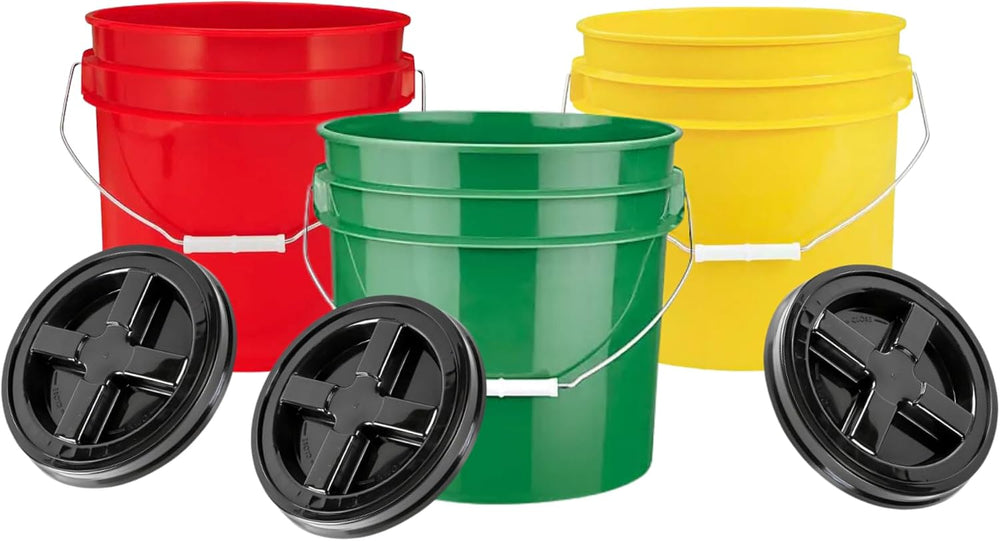 House Naturals 3.5 Gallon Food Grade Multi Color Bucket Pail with Screw On Li...