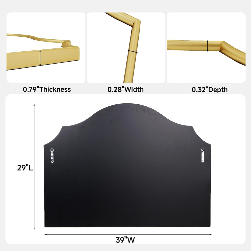 29"x39" Gold Arched Wall Mirror, Decorative Mirror