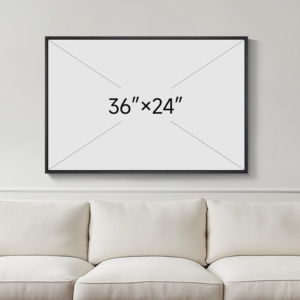 Framed Modern Minimalist Blue Pastel Floral Wall Art for Bedroom, 24x36 In