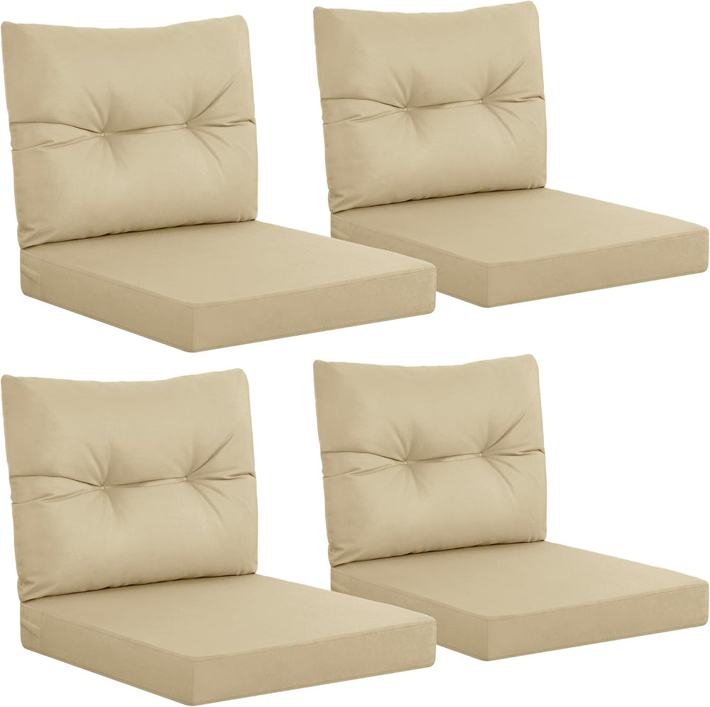 YEFU 24x24 Outdoor Chair Cushions, Deep Seat Patio Cushions Set of 4, Beige