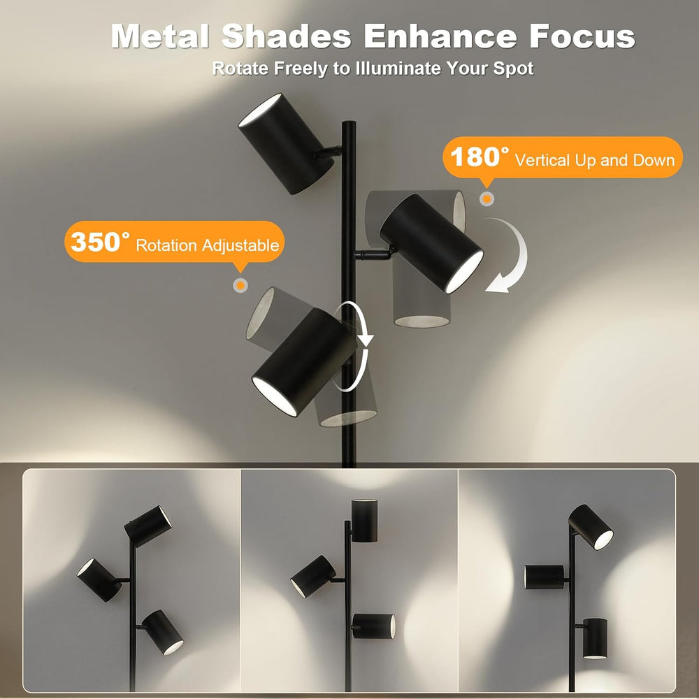 4000LM LED Tree Floor Lamp, 36W Super Bright Reading Lamp with Remote, Dimmab...