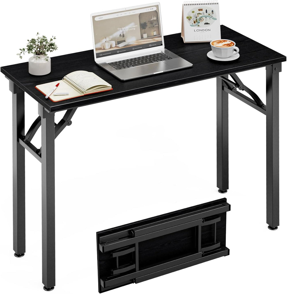 Folding Table Computer Desk - 35.8" No Assembly Folding Desk Design and ...
