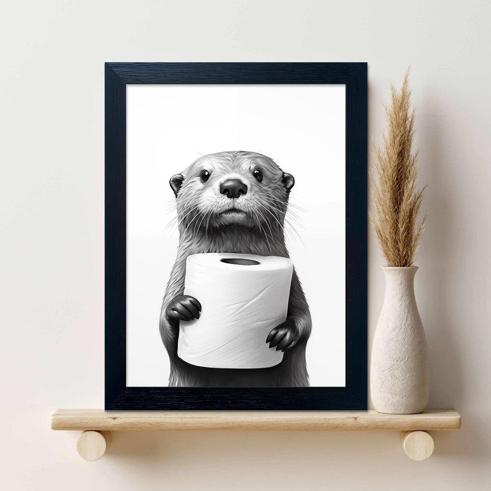 Black and White Bathroom Wall Art, Funny Bathroom Wall Decor, Toilet Paper in...