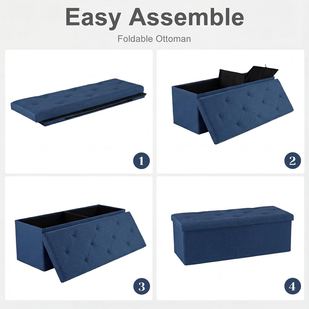 DUMOS 43 Inch Folding Storage Ottoman Bench, Large Ottoman with Storage