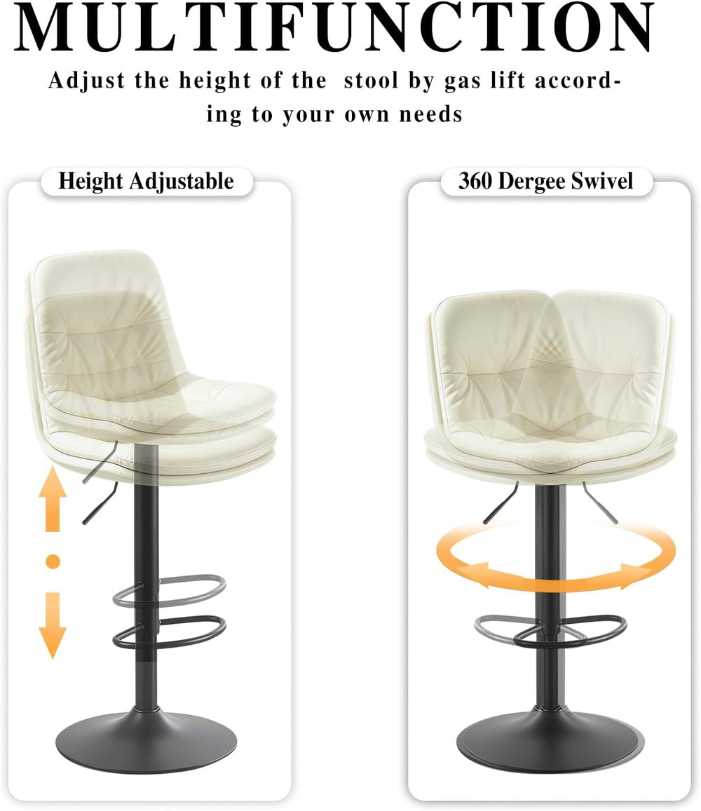 Bar Stools Set of 2 Swivel Adjustable Bar Chairs Counter Height