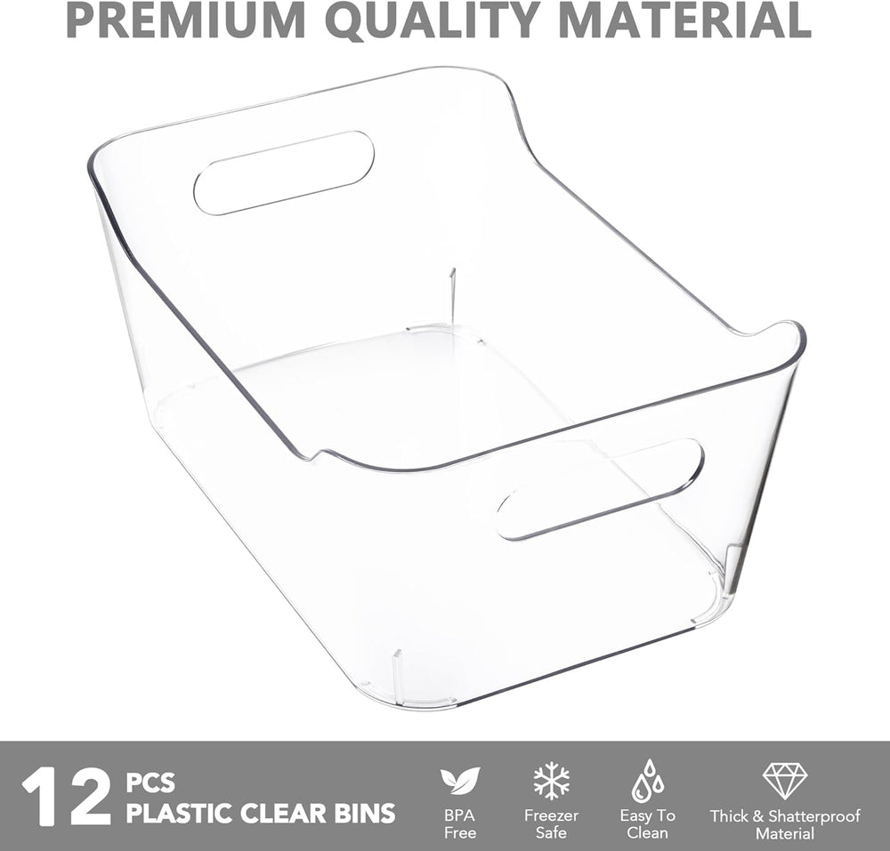 Tiawudi 12 Pack Plastic Storage Bins, Multi-Use Organizer Bins, Pantry Organi...