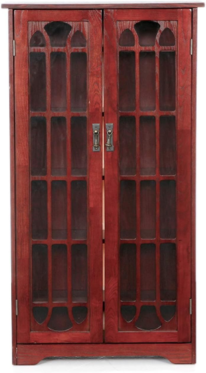 SEI Furniture - Window Pane Media Cabinet - Cherry - Transitional Design, Bro...