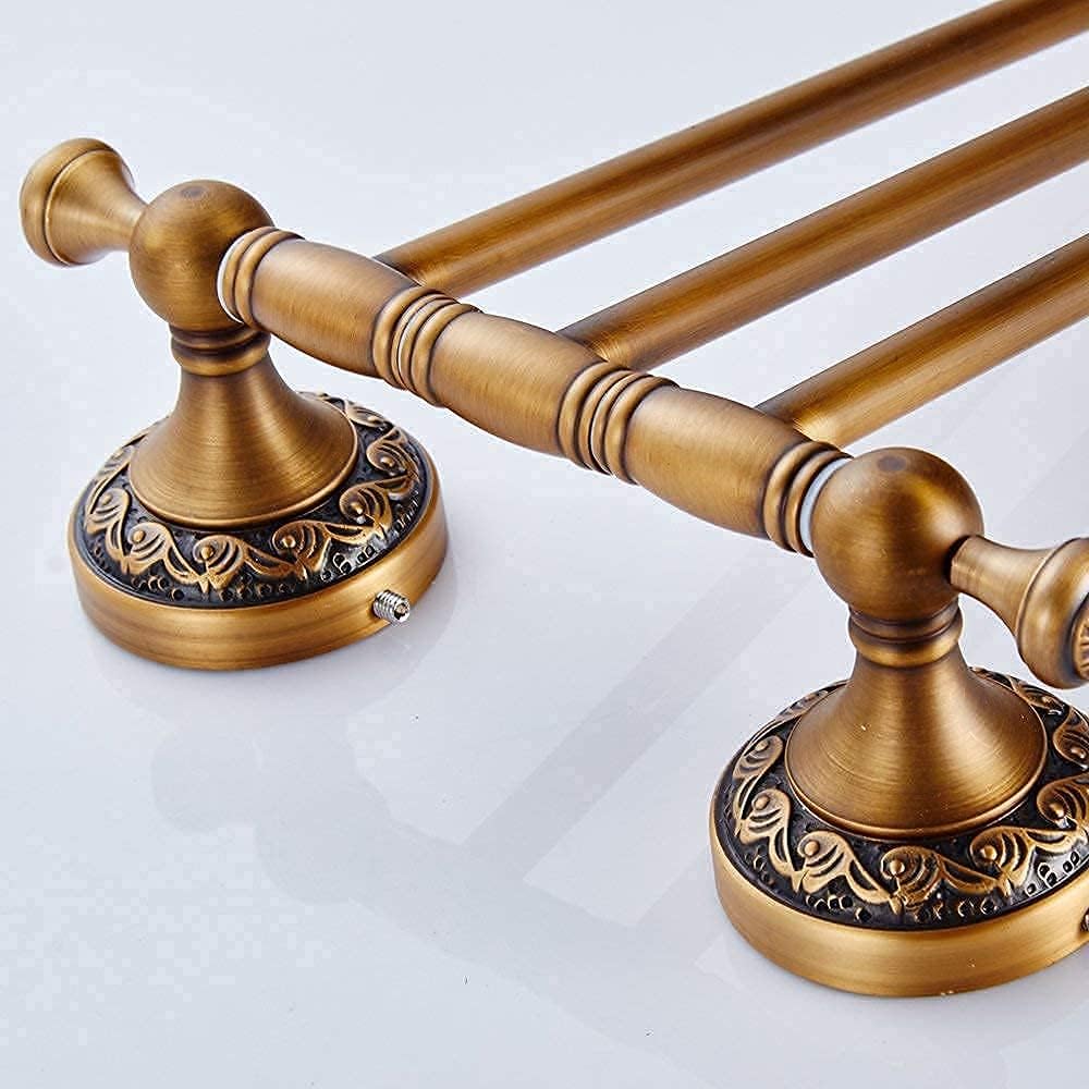 Leyden Swivel Towel Bar, Antique Brass 3 Arm Swing Towel Rack Towel Rotated B...