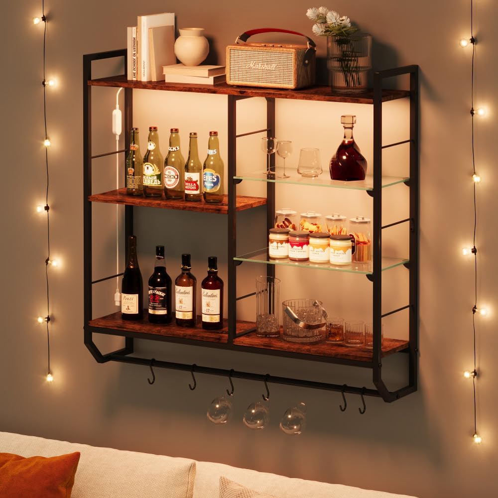 EYCOAL Gaming Floating Shelves, Wall Mounted Wooden Decor Display Shelf with ...
