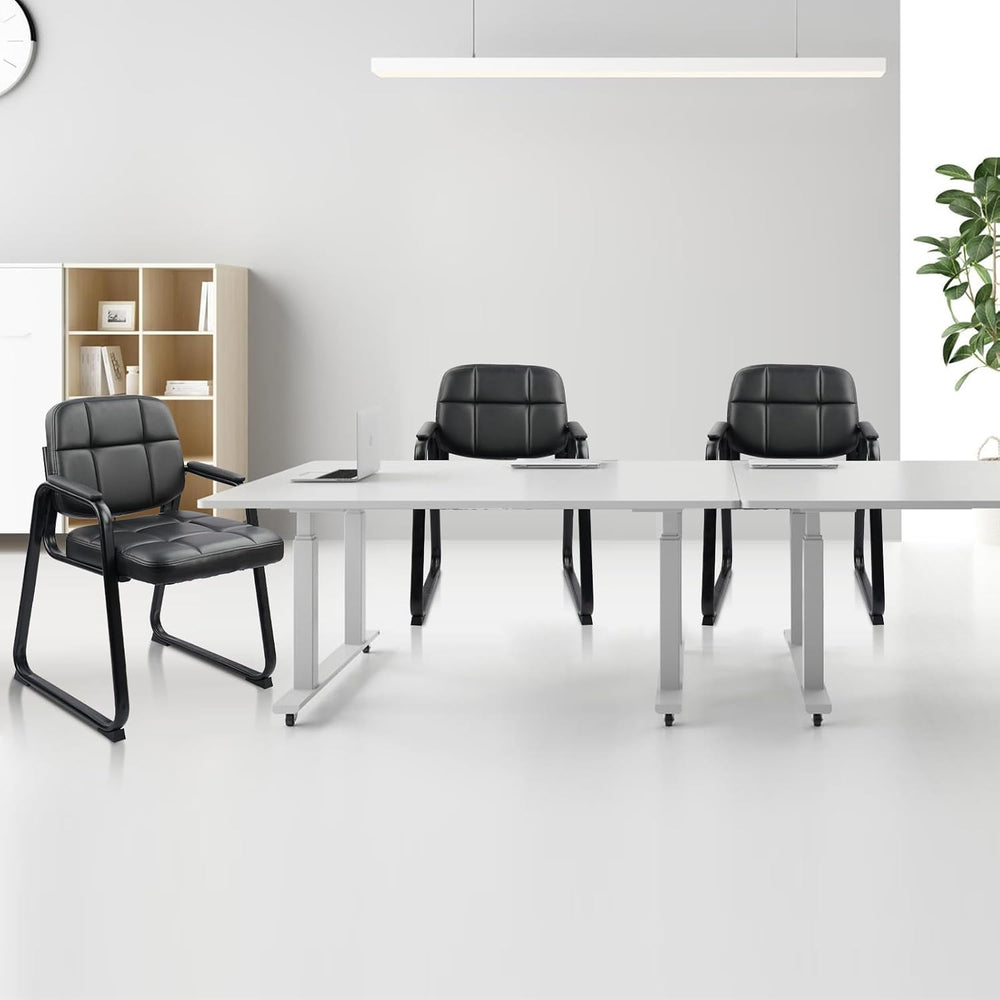 CLATINA Waiting Room Guest Chair with Bonded Leather Padded Arm Rest for Offi...