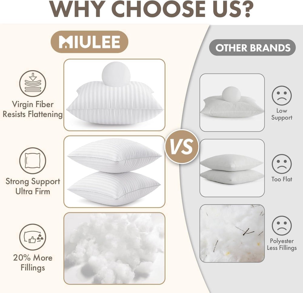 MIULEE 18x18 Throw Pillow Inserts Set of 4, 100% Virgin Microfiber Filling