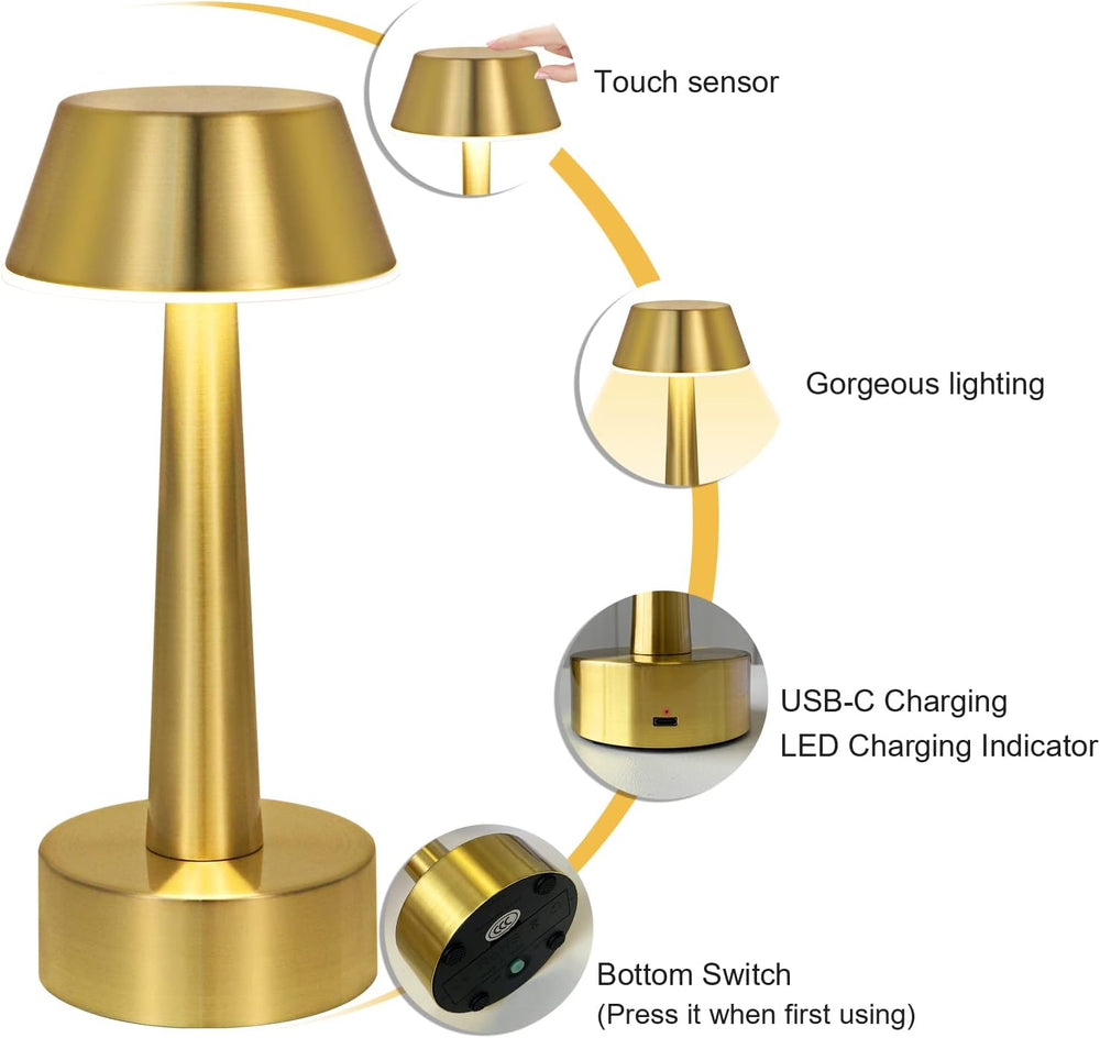 UMEXUS 2 Pack Small Cordless Rechargeable Table Lamp for Restaurant Bar