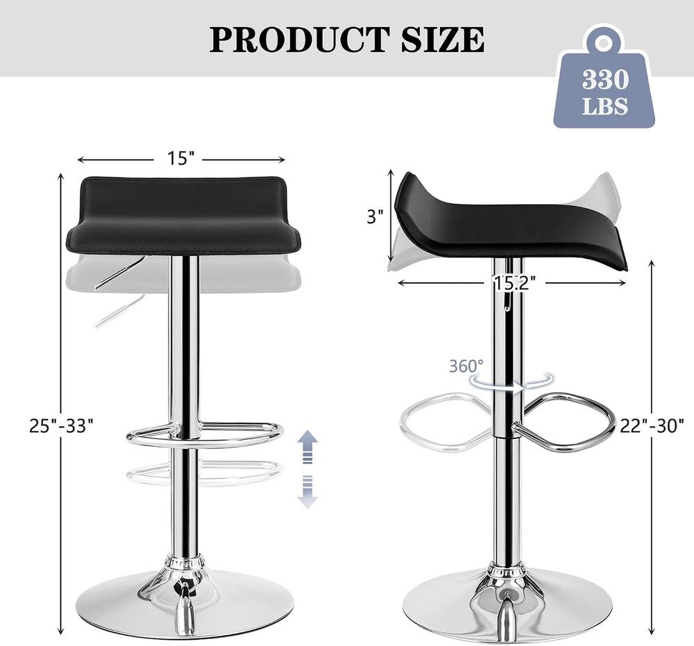 VECELO Bar Stools Set of 2, Counter Bar Stools with Swivel Bar and Adjustable...