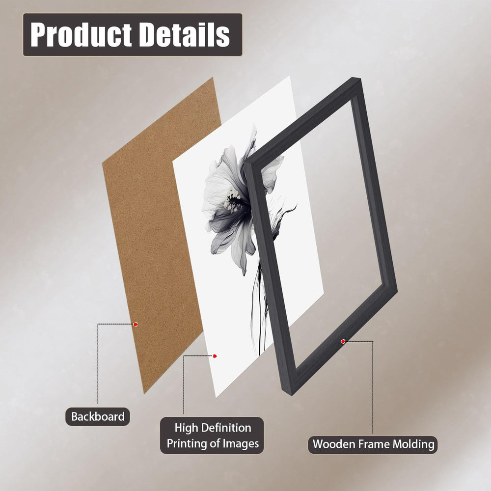 2pcs Framed Modern Floral Wall Art Minimalist Abstract Canvas Print Minimalis...