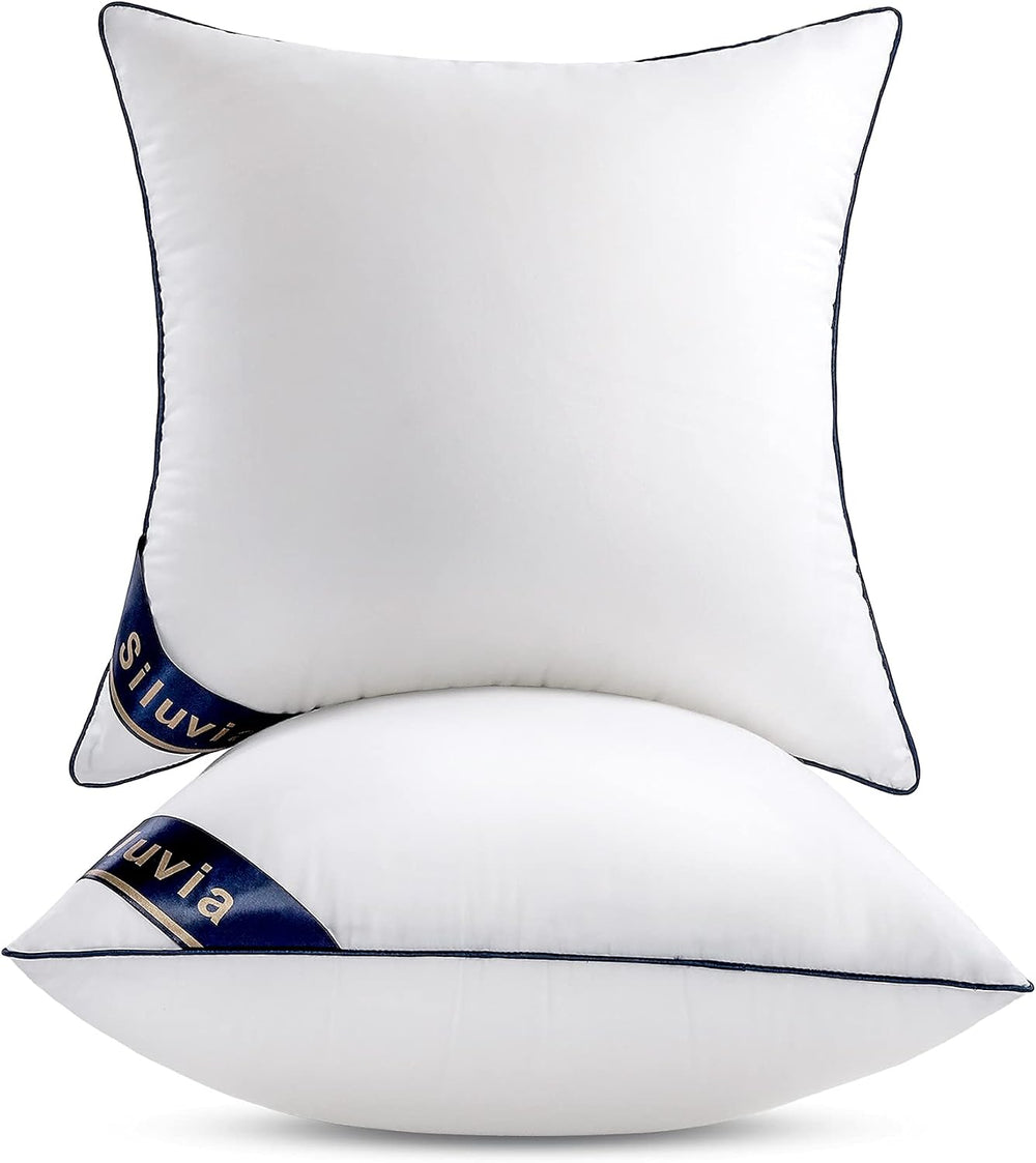 Siluvia 20x20 Down Alternative Pillow Insert 2 Pack, 100% Cotton Cover