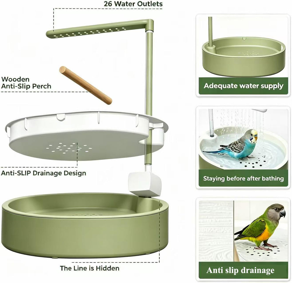 Bird Shower, Parrot Shower Fountain, Adjustable Water Flow