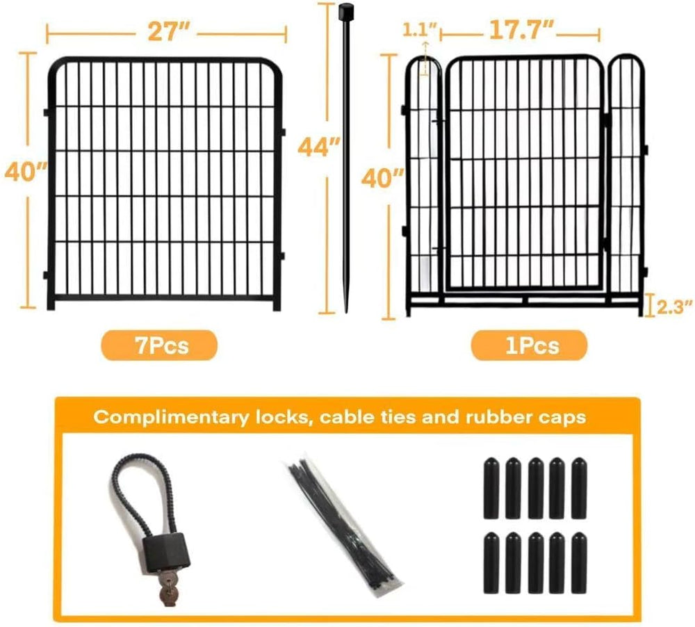 Getlay Garden Fencing 40 inch High, 8 Panels Total 17.7 Ft(L), Gate 17.7 Inch...