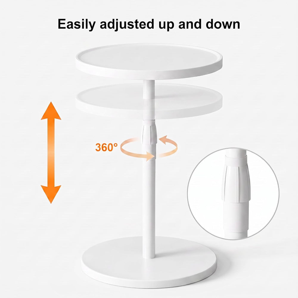 Adjustable Round Side Table, Pedestal Drink Table for Small Spaces