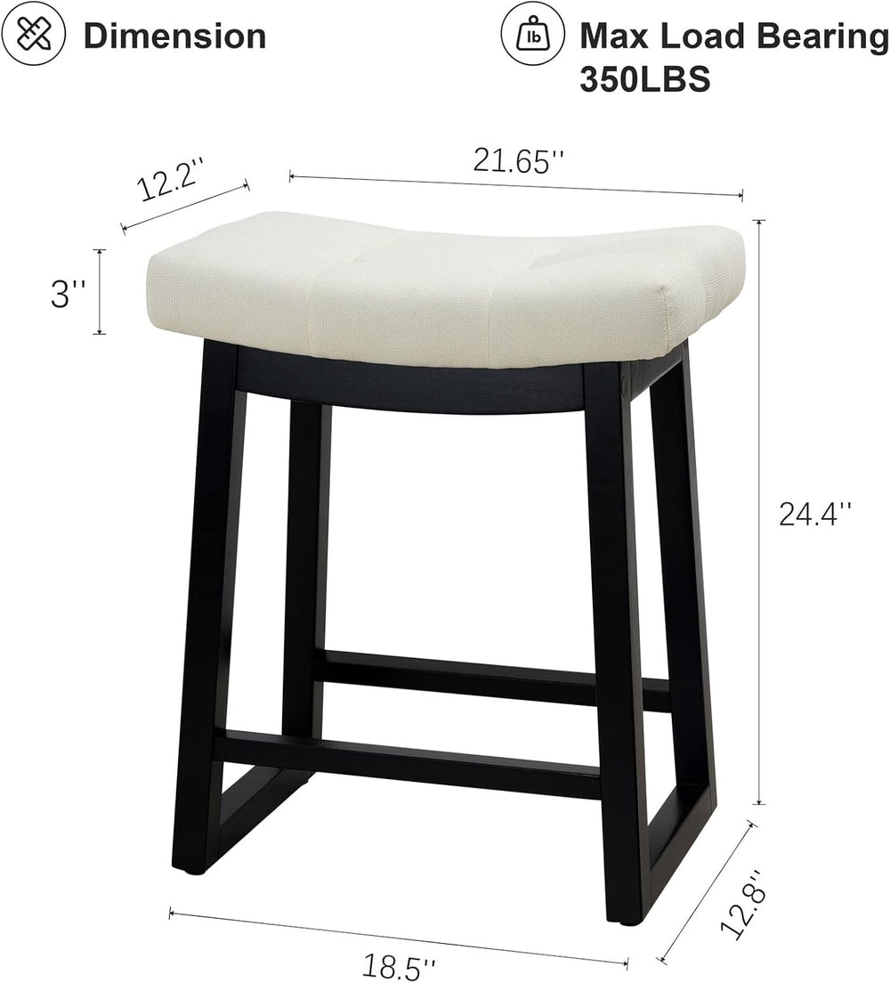 Counter Height Bar Stools Set of 2, 24 Inch Backless Upholstered Counter Stoo...
