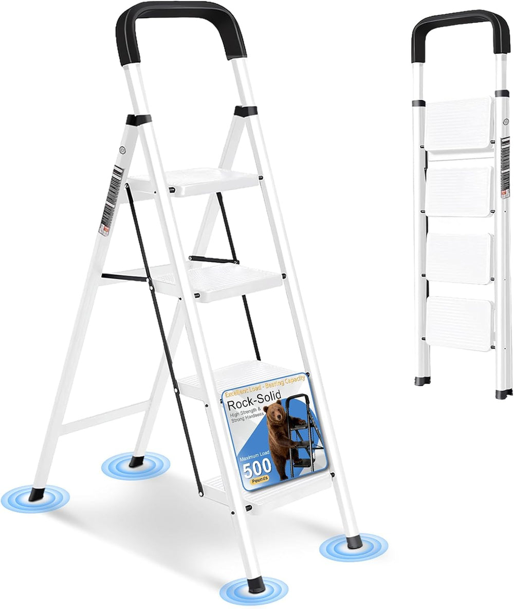 4 Step Ladder Folding Step Stool with Handrail