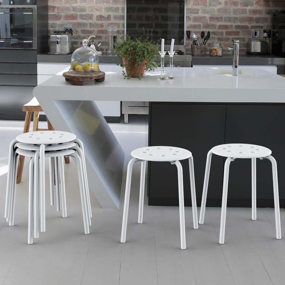 Yaheetech 17.3in Portable Stacking Stool, Set of 5, Black