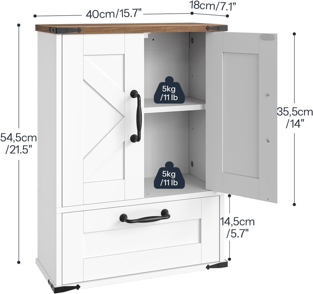 HOOBRO Farmhouse Wall Mounted Cabinet with Adjustable Shelf, Medicine Cabinet...