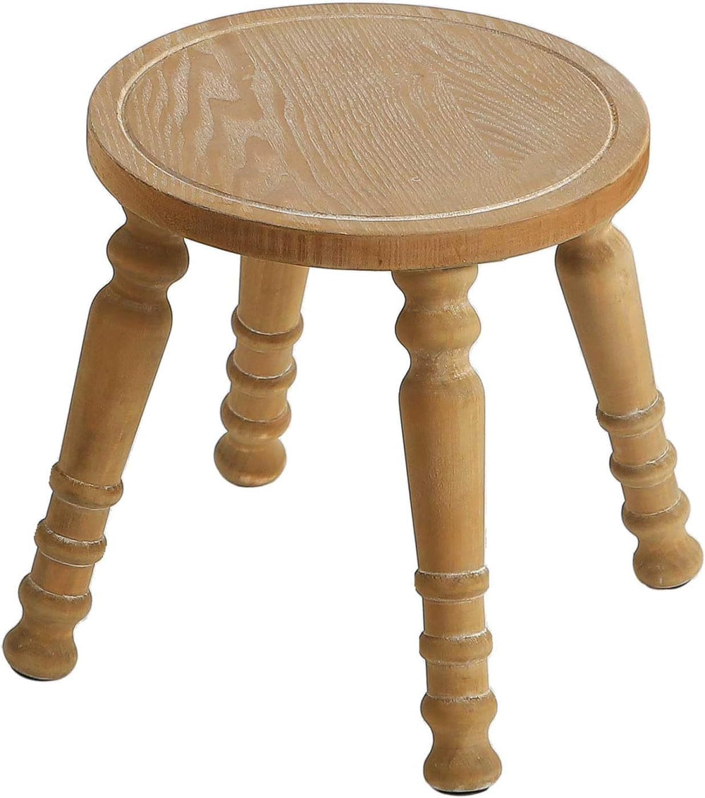 Small Wooden Stool, 100% Solid Wood Plant Stool, Round Small Stool