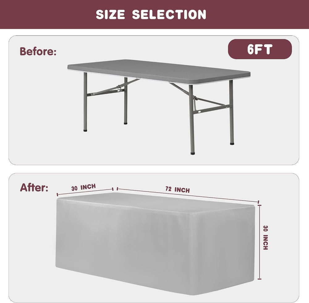 Fitted Table Cloths For 6 Foot Rectangle Tables,Vendor Booth 6 Pack Black