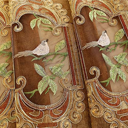 SLOW SOUL Set of 2 Panels Embroidered Birds 80% Blackout Curtains for Living ...