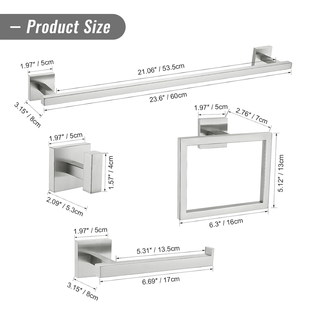 YACVCL Towel Bar Set, 5 Pieces Bathroom Hardware Set Brushed Nickel Bathroom ...