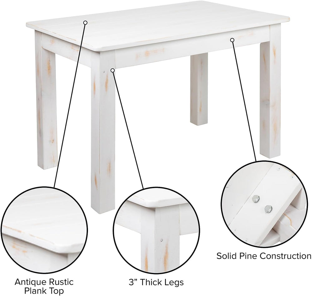 Flash Furniture Hercules 46x30 in Rectangular Dining Table, White