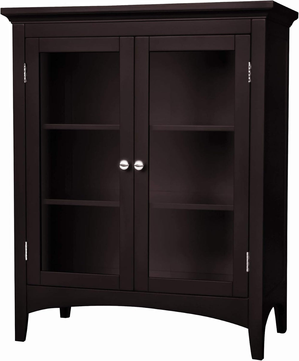Teamson Home Madison Wooden Floor Cabinet with 2 Glass Doors, Espresso