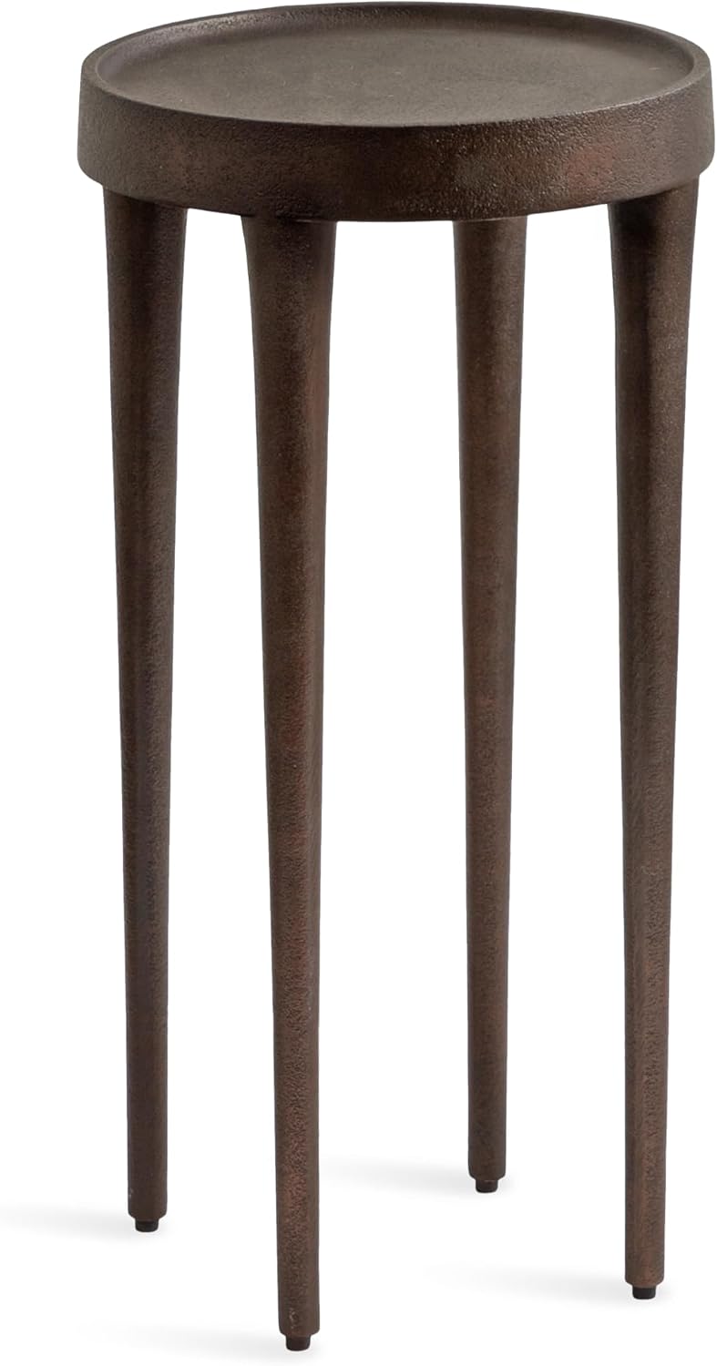 Kate and Laurel Rava Modern Metal Round Drink Table, 10 x 10 x 21, Bronze, Ca...