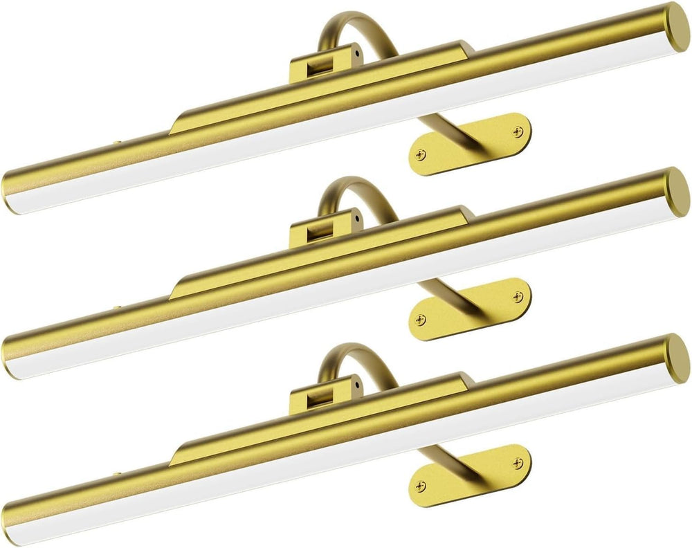 3 Pack Picture Light for Wall Cordless Rechargeable 16in Gold