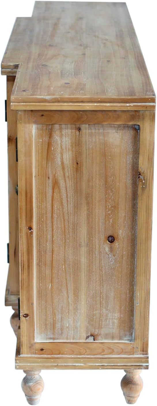 LKTART 63" Solid Wood Sideboard Buffet Cabinet with Storage,Carved Credenza