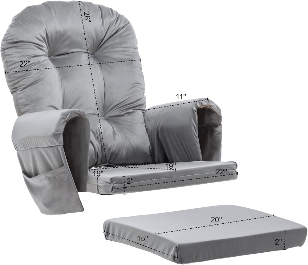 Paddie Glider Rocker Replacement Cushions Velvet with Storage, Rocking Chair ...