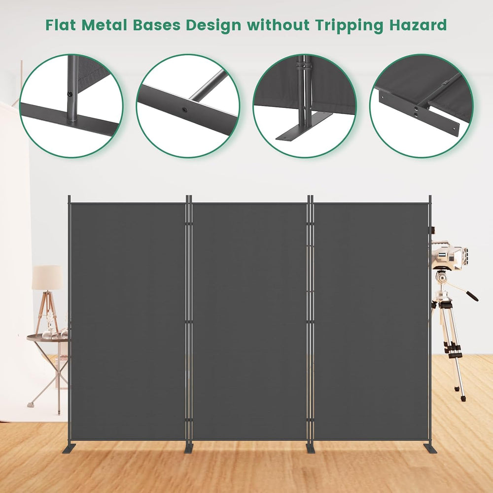 Helios&Hestia 3-Panel 6 ft Tall Indoor Folding Room Divider, Portable Pri...