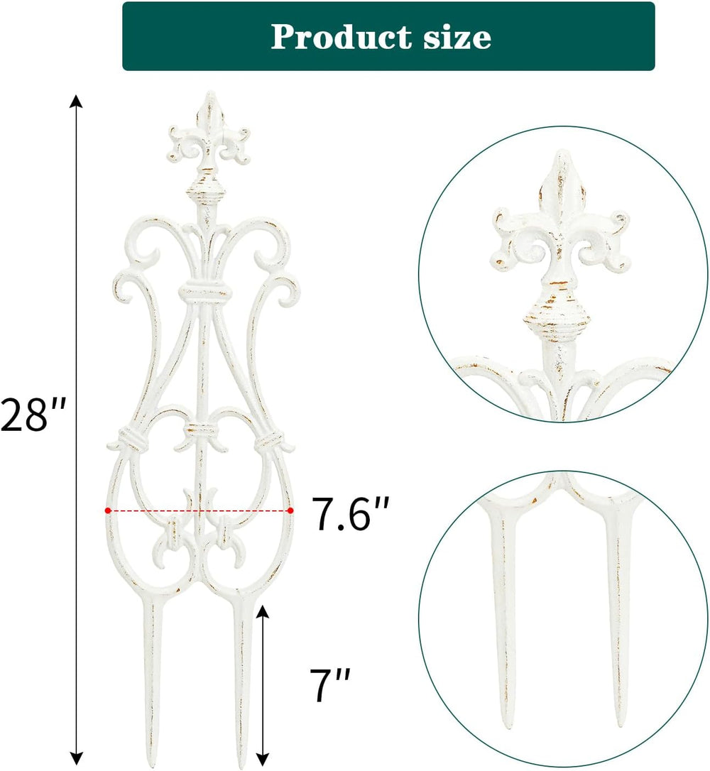 Sungmor Decorative Cast Iron White Flower Bed Fence - 28 Inches Tall 4 Pack