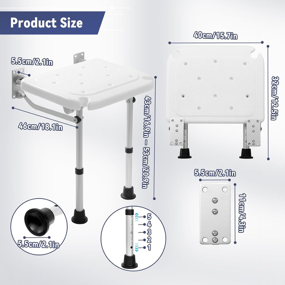 TYYIHUA Folding Shower Seat Wall Mounted, Shower Chair for Inside Shower